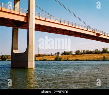 Jedleseer Brücke über die neue Donau, Wien, Österreich. Stockfoto