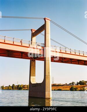 Jedleseer Brücke über die neue Donau, Wien, Österreich. Stockfoto