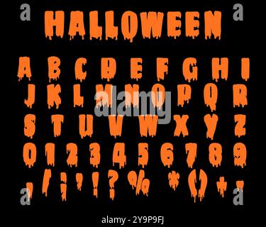 Halloween gruseliger Buchstabe und Zahl Stock Vektor