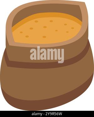 Ein voller Getreidesack ist in der Landwirtschaft und Landwirtschaft ein gängiger Anblick, der die Ernte von Kulturen repräsentiert Stock Vektor