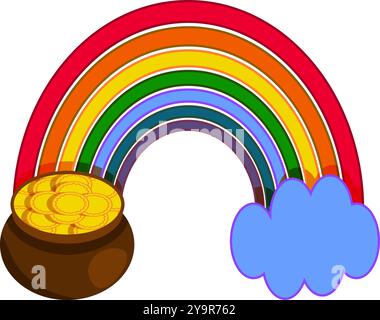 Saint Patrick Day Party Banner mit Schatzkessel und Regenbogen isoliert auf transparenter Kulisse Stock Vektor