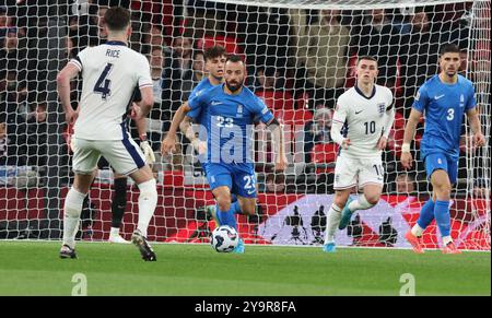 London, Großbritannien. Oktober 2024. Manolis Siopis (Cardiff City) von Griechenland im Spiel der Gruppe 2 der UEFA Nations League zwischen England und Griechenland am 10. Oktober 2024 im Wembley-Stadion in London. Credit: Action Foto Sport/Alamy Live News Stockfoto