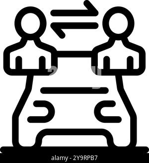 Zwei Geschäftsleute arbeiten mit Fahrgemeinschaften zusammen, sparen Geld und reduzieren ihren CO2-Fußabdruck Stock Vektor