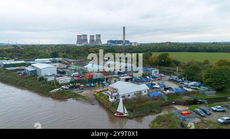 Fiddlers Ferry Yachthafen und Segelclub auf dem Fluss Mersey in Penketh. Stockfoto