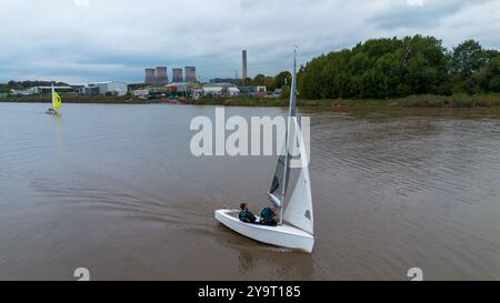 Fiddlers Ferry Yachthafen und Segelclub auf dem Fluss Mersey in Penketh. Stockfoto