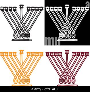Traditionelle Hanukkiah ohne Kerzen, einfache Silhouette Stock Vektor