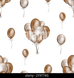 Luftballons Aquarell im Stil Boho nahtloser Hintergrund Stockfoto