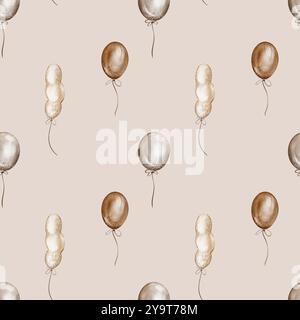 Luftballons Aquarell im Stil Boho nahtloser Hintergrund Stockfoto