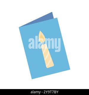 Grußkarte mit Kerzenvektor flache Illustration Stock Vektor