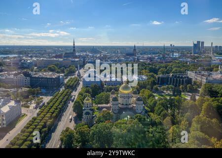 Arial Blick auf Riga von der Skyline Bar Stockfoto