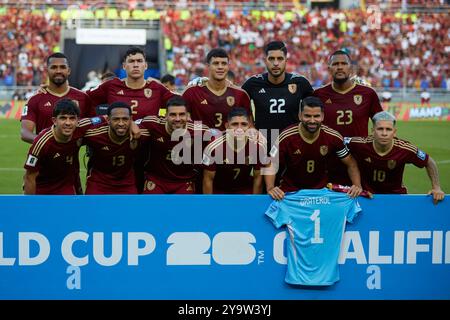 MATURIN, VENEZUELA - 10. OKTOBER: Venezuela-Team beim Qualifikationsspiel der südamerikanischen FIFA-Weltmeisterschaft 2026 zwischen Venezuela und Argentinien am 10. oktober 2024 im Estadio Monumental de Maturin, Venezuela. Foto: Luis Morillo/Alamy Live News Stockfoto