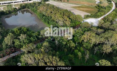 Luftaufnahme der Old Chain of Rocks Bridge, die Illinois und Missouri verbindet Stockfoto