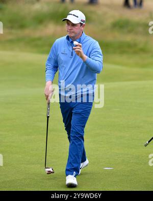 21. Juli 2019; Robert MacIntyre, nachdem er in der Finalrunde des Open Championship-Golfturniers im Royal Portrush Golf Club - Dunluce Course, Portrush, Nordirland einen Putt in der zweiten Runde des Golfturniers geholt hatte. Stockfoto