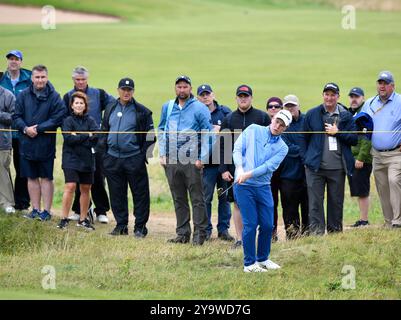 21. Juli 2019: Robert MacIntyre stürzt während der Finalrunde des Open Championship-Golfturniers im Royal Portrush Golf Club - Dunluce Course, Portrush, Nordirland. Stockfoto