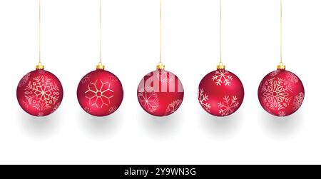 Set aus fünf realistischen weihnachtskugel-Elementen Stock Vektor