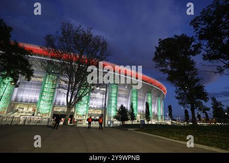 Budapest, Ungarn. Oktober 2024. BUDAPEST, 11.10.2024, Puskas Arena, Saison 2024/2025 UEFA Nations League Spiel zwischen Ungarn und den Niederlanden und Ungarn. Stadion außerhalb Credit: Pro Shots/Alamy Live News Stockfoto