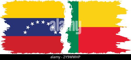Benin und Venezuela Grunge Flaggen Verbindung, Vektor Stock Vektor