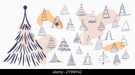 Handgezeichnetes christbaumelement-Design im Set Stock Vektor