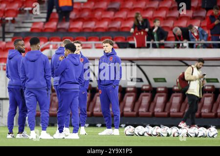 Budapest, Ungarn. Oktober 2024. BUDAPEST, 11.10.2024, Puskas Arena, Saison 2024/2025 UEFA Nations League Spiel zwischen Ungarn und den Niederlanden und Ungarn. Mats Wieffer u.a.: Pro Shots/Alamy Live News Stockfoto