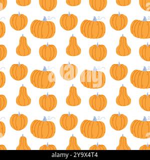 Nahtloses Herbstmuster mit süßen Kürbissen Stock Vektor