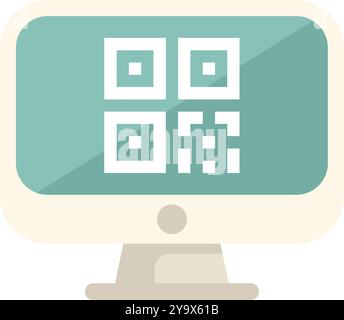 Desktop-Computer, der einen qr-Code anzeigt, der einen schnellen und einfachen Online-Zugriff auf Informationen oder Dienste vorschlägt Stock Vektor