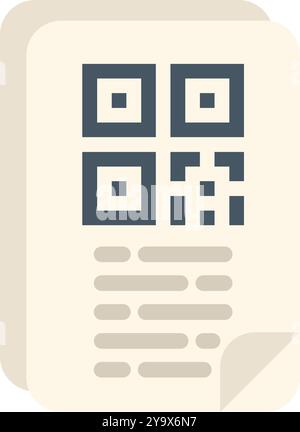Das Dokument zeigt einen qr-Code mit verschlüsselten Informationen an Stock Vektor