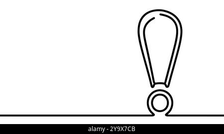 Kontinuierliche lineare Zeichnung des Ausrufezeichens. Einzeilige Zeichnung eines Ausrufezeichens. Stock Vektor