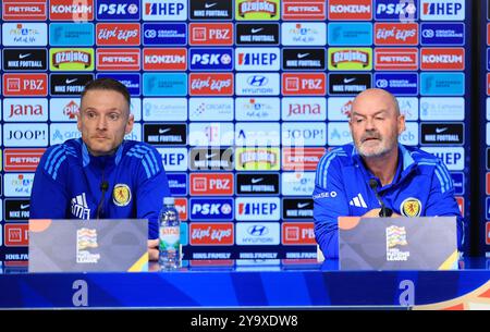 Zagreb, Kroatien. Oktober 2024. Cheftrainer Steve Clark spricht während einer Pressekonferenz der schottischen Nationalmannschaft am 11. Oktober 2024 in Zagreb. Foto: Marko Prpic/PIXSELL Credit: Pixsell/Alamy Live News Stockfoto