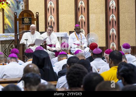 Papua-Neuguinea, Region Golf von Papua, Nationalhauptstadt, Stadt Port Moresby, Besuch von Papst Franziskus in Papua-Neuguinea vom 6. Bis 9. September 2024, Heiligtum Marias Hilfe der Christen, Zeremonie von Papst Franziskus Stockfoto