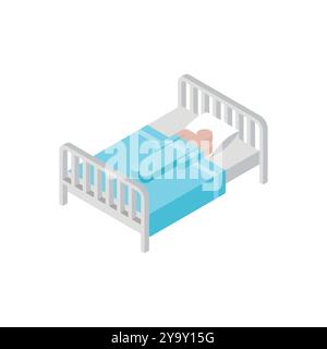 Bett und Schlafperson auf dem Symbol. Symbol für schlafende Person Stock Vektor