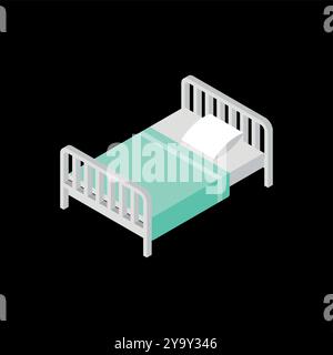 Das Bett ist isoliert. BD mit Decke und Kissen Stock Vektor