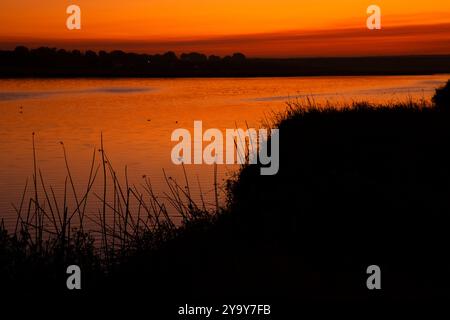 Burbank Slough Sunrise, McNary National Wildlife Refuge, Washington Stockfoto