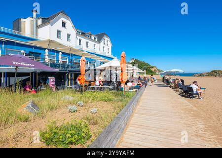 Frankreich, Loire Atlantique, Saint-Nazaire, Saint-Marc-sur-Mer Küstenviertel, Monsieur Hulot Strand und Hotel de la Plage, Drehort des Films Monsieur Hulot's Holiday von Jacques Tati Stockfoto