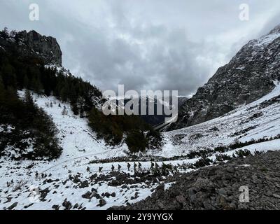 US-Soldaten, die dem 2. Bataillon, 2. Infanterieregiment, 3. Brigade Combat Team, 10. Mountain Division, Fort Drum, NY zugewiesen sind, führen taktische Truppenbewegungen durch den Stol Mountain, Slowenien während der Übung Triglav Star 24, 5. Oktober 2024 durch. Die taktischen Bewegungen wurden durchgeführt, um Soldaten die Möglichkeit zu geben, sich mit dem bergigen Gelände während Triglav Star 24 vertraut zu machen, einer multinationalen NATO-Übung im Bergkrieg, bei der Partnerländer Bergkriegsübungen durchführen, um Interoperabilität und Fähigkeiten in bergigem Gelände zu verbessern. (Foto der US-Armee von Sgt. Sam Stockfoto