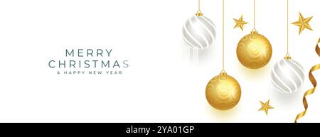 frohe weihnachten wünscht Banner mit hängenden Ball Vektor Stock Vektor