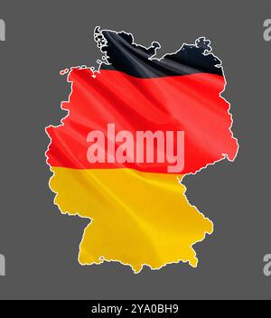 Karte, Umriss von Deutschland mit Nationalflagge gestaltet Stockfoto