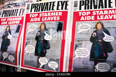 Die Zeitung Private Eye, ein britisches Satire- und Zeitungsmagazin, zeigt die Labour-Politikerin Sue Gray, den ehemaligen Stabschef der Downing Street Stockfoto