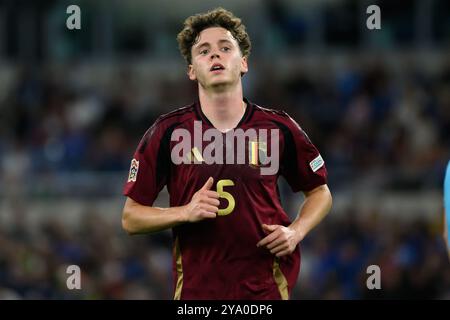 Maxim de Cuyper aus Belgien während des Fußballspiels der UEFA Nations League zwischen Italien und Belgien im Olimpico-Stadion in Rom (Italien) am 10. Oktober 2024. Stockfoto
