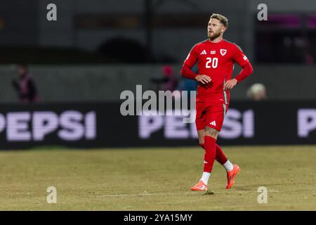 REYKJAVIK, Island. Oktober 2024. Wes Burns 2025 beim Spiel der UEFA Nations League zwischen Island und Wales im Laugardalsvöllur Stadium am 11. Oktober. (Bild von John Smith/FAW) Credit: Football Association of Wales/Alamy Live News Credit: Football Association of Wales/Alamy Live News Stockfoto