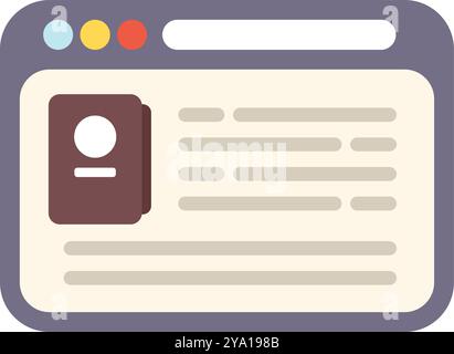 Die Website zeigt persönliche Profildaten mit Namen und Foto im Browserfenster an Stock Vektor