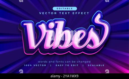 Leuchtend rosa Vibes Texteffekt im 3D-Stil Stock Vektor