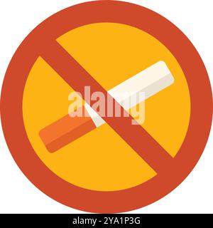 Roter Kreis mit einer diagonalen Linie, die eine Zigarette durchkreuzt und das universelle Symbol für das Rauchverbot darstellt Stock Vektor