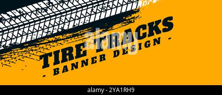 Automobilreifen Spurmarkierung Grungy Banner Design Vektor Stock Vektor