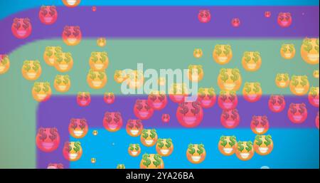 Bild von 20 Prozent Rabatt auf Text über Emoji-Icons. Global Business, Finanzen, Verbindungen und digitales Schnittstellenkonzept digital generiertes Bild. Stockfoto