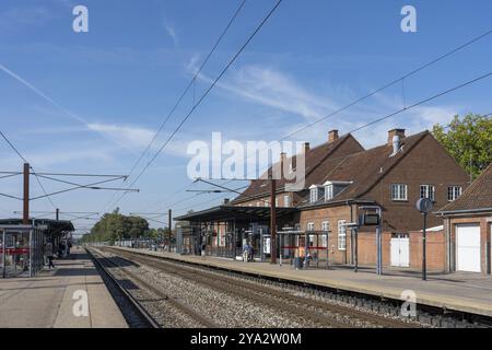 Ringsted, Dänemark, 27. September 2023: Außenansicht des Bahnhofs, Europa Stockfoto