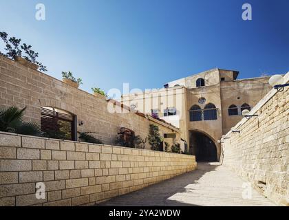 Kopfsteinpflasterstraße in der Altstadt von yafo jaffa von Tel aviv israel Stockfoto