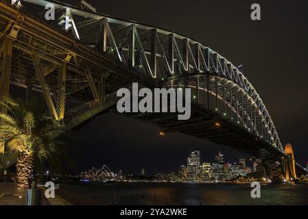 Berühmte sydney Harbour Bridge und CBD Skyline Wahrzeichen in australien bei Nacht Stockfoto