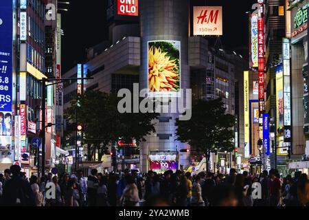 TOKIO, JAPAN, 11. MAI 2019, Verkehr und Menschen am Shibuya Crossing, einer der meistgenutzten Fußgängerübergänge der Welt, im Zentrum von Tokio, Japan Stockfoto