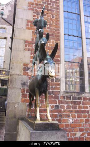 Die Bremer Stadtmusikanten sind der Titel eines Volksmärchens, das von den Brüdern Grimm aufgenommen und für das erste t übersichtlich bearbeitet und veröffentlicht wurde Stockfoto