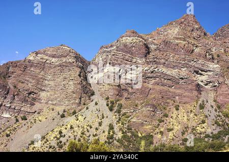 Cajon del Maipo ist ein Canyon im Südosten der Anden der Metropolregion Santiago in Chile. Er umfasst den oberen Maipo Rive Stockfoto